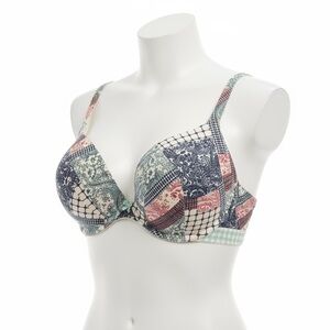 Womens Cacique Multicolor Patchwork Underwire Bra Size 38F